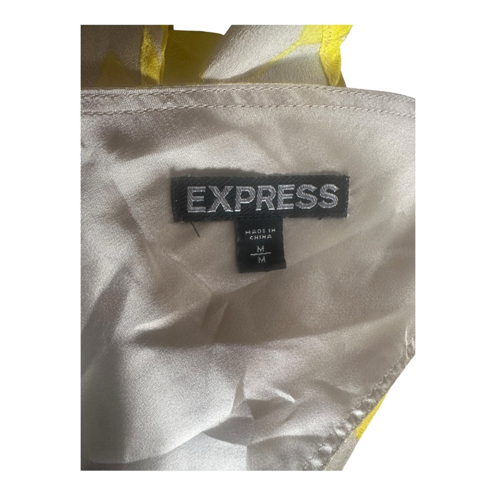 Express Yellow & Beige Floral Ruffle Dress – Size M - Picture 8 of 8